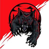 plantilla de logotipo de mascota de juego wolf esport vector