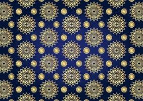 Luxurious gold mandala pattern star blue background vector