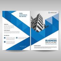 Business brochure cover template with blue geometric style vector