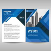 Business brochure cover template with blue geometric shapes vector