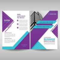 Business brochure cover template with purple and cyan geometric shapes vector