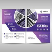 Business brochure cover layout template with modern purple shapes vector