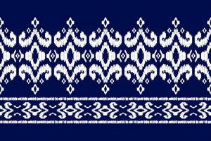 arte de patrón de ikat étnico fronterizo. tela americana, estilo mexicano. nativo de rayas geométricas. vector