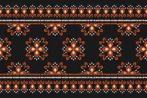 Ikat seamless pattern in tribal. Fabric ethnic pattern art. Flower decoration. vector