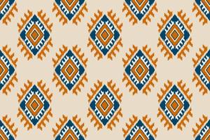 Fabric Indian style. Ethnic Ikat seamless pattern in tribal. vector