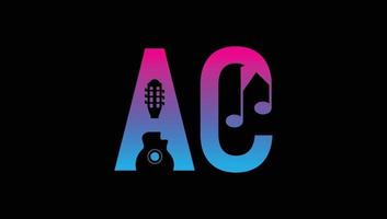 letter AC with music note vector logo design