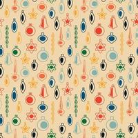 Retro vintage Christmas pattern with tree toys vector