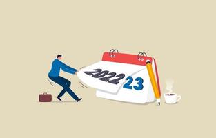 Business in 2023. opportunities for success.  Businessman changing a new year calendar to 2023. Illustration vector