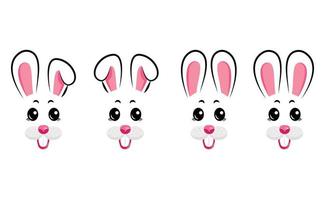 Set of happy bunny masks vector