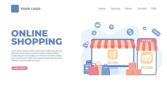 Landing page template of Online Shopping. Modern flat design concept of web page design for website and mobile website. vector