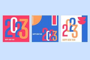 2023 Happy New Year poster set. Abstract typography design vector