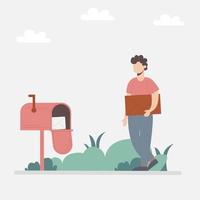 A man sends a letter. National Send a Card to a Friend Day vector