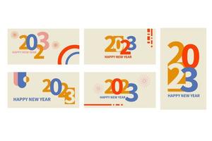 Conjunto de carteles de feliz año nuevo 2023. logotipo de diseño de tipografía abstracta 2023 para vector