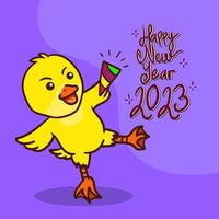 Cute duck wishes you a happy new year vector