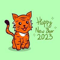 Cute Tiger and Happy New Year Illustration Design vector