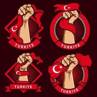 fist hands with turkiye national flag illustration vector