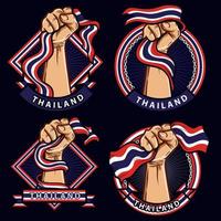 puño, manos, con, bandera de tailandia, ilustración vector