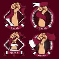 manos de puño con la ilustración de la bandera nacional de qatar vector