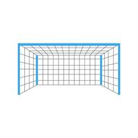 Soccer football with blue goal elements on white background. vector