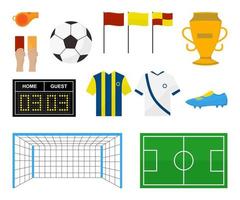 Set of Soccer football elements isolated on white background. vector