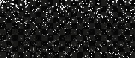 Snowfall bokeh on black background. Many snowflakes in flying in the air. Winte night snowfall and blizzard of snow at. Blur bokeh light effect creative background. photo