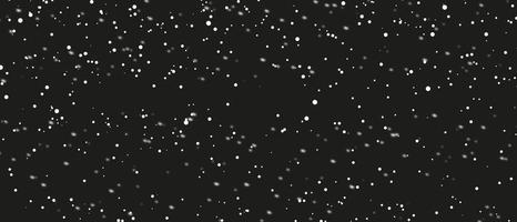 Falling snow isolated on black background. Falling snow at night. Bokeh lights on black background, flying snowflakes in the air. Winter weather. Overlay texture. photo