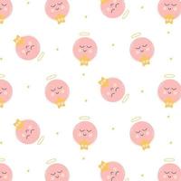 Childish seamless pattern with cute planet and stars. Nice night sky pattern. Vector illustration hand drawn in cartoon style.