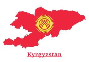 Kyrgyzstan National Flag Map Design, Illustration Of Kyrgyzstan Country Flag Inside The Map vector