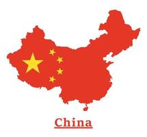diseño del mapa de la bandera nacional de china, ilustración de la bandera del país de china dentro del mapa vector
