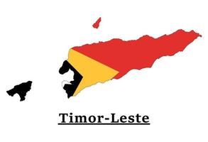 diseño del mapa de la bandera nacional de timor-leste, ilustración de la bandera del país de timor-leste dentro del mapa vector