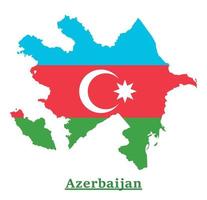 diseño del mapa de la bandera nacional de azerbaiyán, ilustración de la bandera del país de azerbaiyán dentro del mapa vector