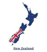 diseño del mapa de la bandera nacional de nueva zelanda, ilustración de la bandera del país de nueva zelanda dentro del mapa vector