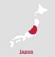 diseño del mapa de la bandera nacional de Japón, ilustración de la bandera del país de Japón dentro del mapa vector