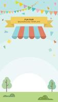 Flat vertical illustration of carnival, circus, fun fair or amusement park have blank space template. vector