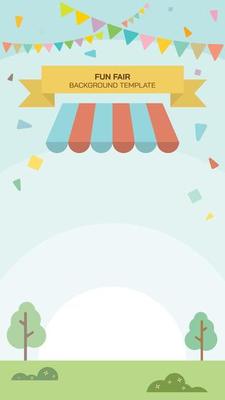 Flat vertical illustration of carnival, circus, fun fair or amusement park have blank space template.