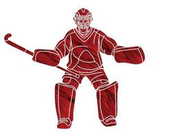 Field Hockey Sport Goalkeeper Player Action vector