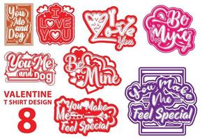 Valentine tshirt and sticker design template sets vector