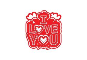 I love you letter tshirt and sticker design vector