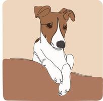 retrato de un perro en una línea. Whippet, esquema de silueta realista de galgo. arte lineal. la raza de galgo inglés pequeño. ilustración vectorial vector