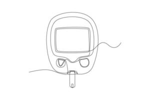 Single one line drawing glucometer. Medical equipment concept. Continuous line draw design graphic vector illustration.