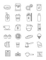 esquema de colección de conjunto de iconos de cafetería vector