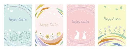 Easter Vector Greeting Card Set Isolated On A White Background.