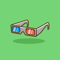 ilustración de gafas de película 3d en estilo de dibujos animados sobre fondo aislado. icono de concepto de gafas 3d de película vector