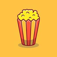 popcorn illustration in cartoon style on isolated background. movie concept icon vector