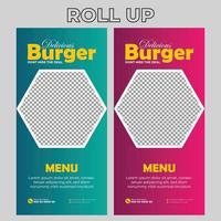 Food Restaurant Roll Up Banner Signage Template vector