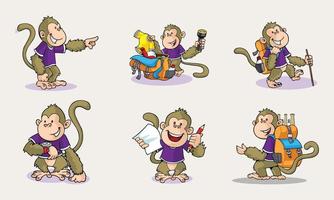 cute monkey man smille cartoon character vector pro illustration