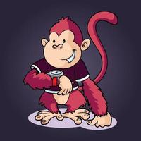 cute monkey man cartoon vector pro illustration