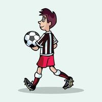 Cartoon kids football player with different posing pro Vector illustration