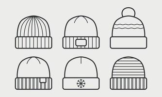 Types of male classic hats - vector thin line icon set Stock