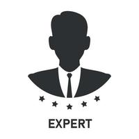 icono experto hombre profesional. asesoramiento empresarial. apoyo a las decisiones. icono de servicios de empleo. sugerencia. ilustración vectorial vector